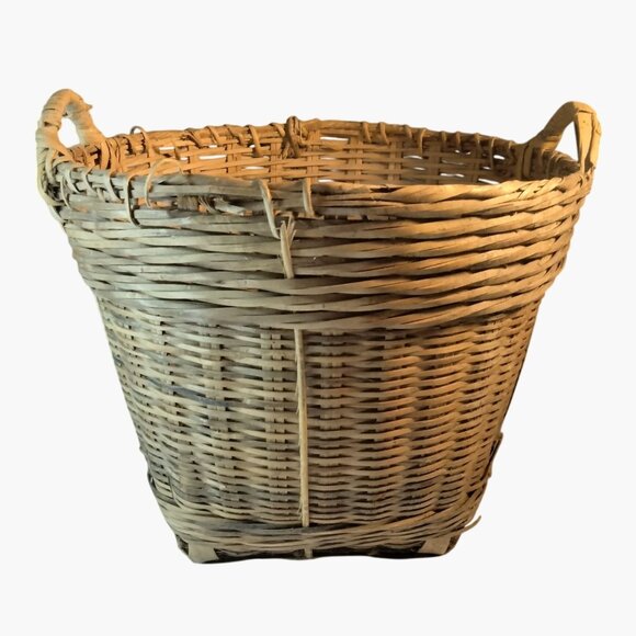 Antique Handmade Wicker Basket  Handles Rustic Republic of China - Picture 1 of 11